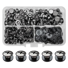SHSMPXOY 90 Set Chicago Screws Posts for Leather Rivets M5*4mm Chicago Book Binding Screws Rivets Cross Head Chicago Button Screws for DIY Book Scrapbook Bookbinding, Bags,Collars(Gloss Black)