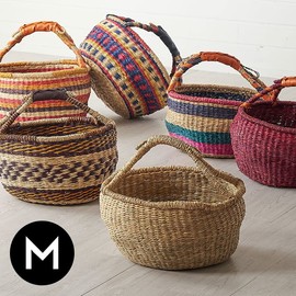 Asia-kobo by ELEMENTS m-vn50584 Basket Seagrass with Handle, Medium Size, Asian Miscellaneous Goods Cool Stripe