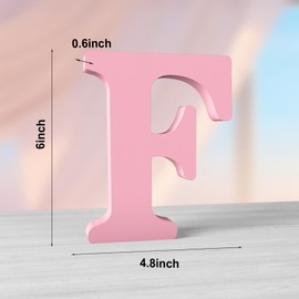 Aruatu 6 Inch Pink Wood Letters - Unfinished Wood Letters for Wall Decor & Craft Projects