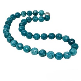 TreasureBay Womens Handmade Beaded Gemstone Necklace - 12mm Natural Gemstone Multicolour, Black, Green, Yellow Rose Agate, Amethyst Necklace For Women, Girls (Teal - Magnetic Clasp)