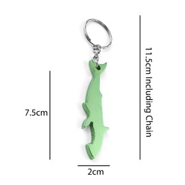 Komonee Shark Green Bottle Opener Key Chain Metal Sea Life Key Ring Novelty Animal Keychain Keyring
