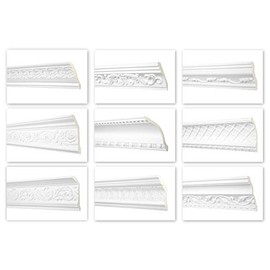 HEXIM Perfect 2 Metre Decorative Profiles - Large Selection (AA005-60 x 60 mm) - Moulding Strip Made of PU Patterned, White, Shockproof, Corner Moulding Moulding Profile