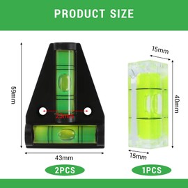 Bettinay 3 Pcs Small Spirit Level Mini, Caravan Accessories UK with 2 T Type 2 Way Bubble Level 1 Square Spirit Level for Measuring
