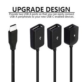 YACSEJAO USB C to Dual USB Adapter ，USB Type-C Male to 2 USB Female OTG Splitter with Micro for Android Tablet Pc and Smart Phone and More
