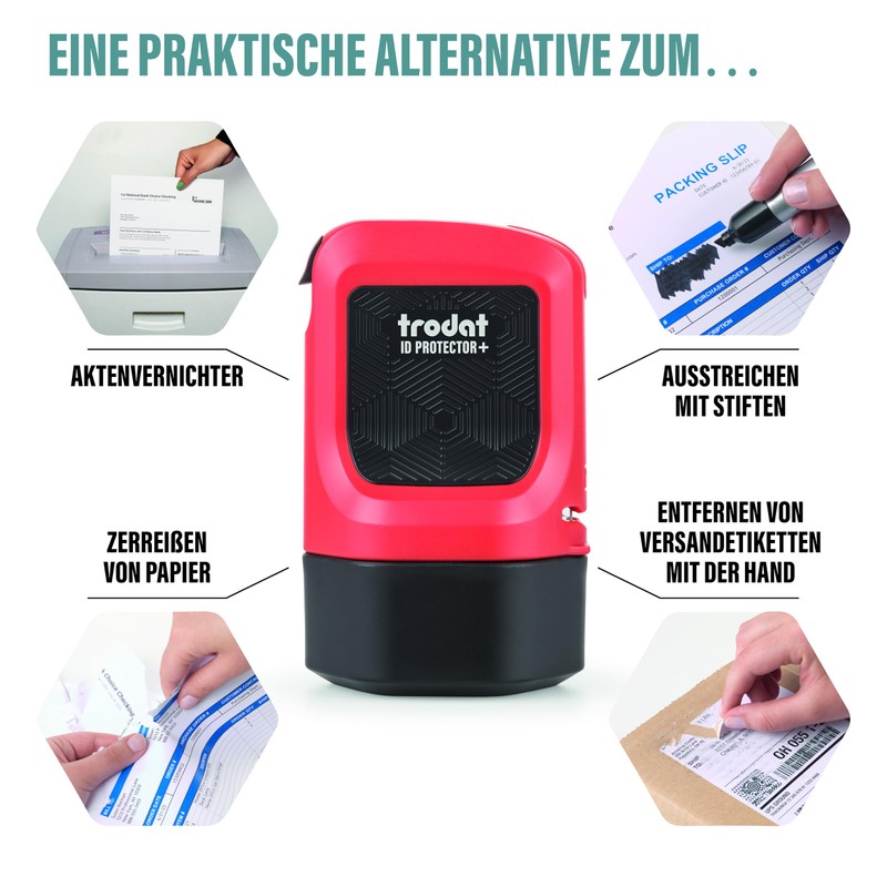 Trodat ID Protector+ Rollerball Pen (Red) - Privacy Roller Stamp
