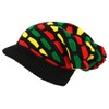 Itzu Rasta Oversized Knit Slouch Peak Beanie Cap Hat in