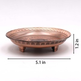 Amitofo Offering Bowl Prayer Ritual Plate - Bronze Material Three-Legged Design - Platewith Sanskrit 'Liberation Mantra' Engraving