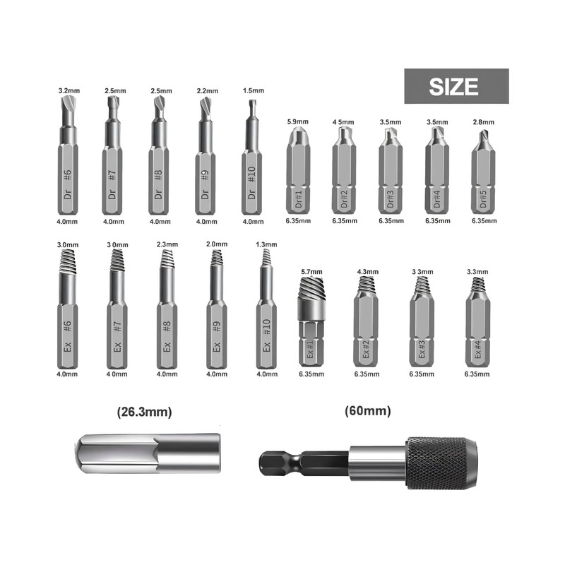 ENN LLC Drill Bit Set, Screw Removal, 22 Pieces, Alloy