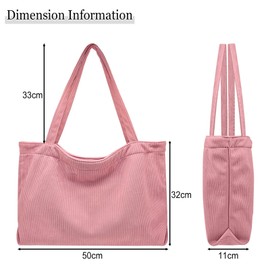 X SIM FITNESSX Unisex Shoulder Bag Cord Bag Tote Bag Women's Shopper Fashion Fabric Bag for Everyday / Office / School / Travel, pink