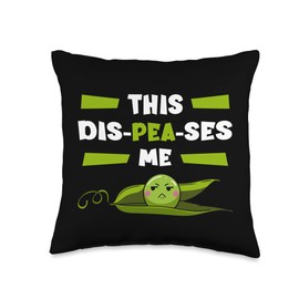 Pea Vegetarian Seed Pod Flowering Plant Dis-Peas-Ses Me Throw Pillow