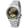 WINNER Men Hollow Mechanical Waterproof Watch Wristwatch (Black Dial Silver