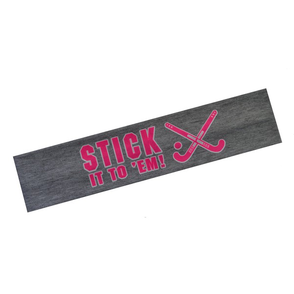 Field Hockey Headband Stick It to Em Cotton Stretch Headband for Girls Teens and Adults - Funny Girl Designs (Pink on Gray)