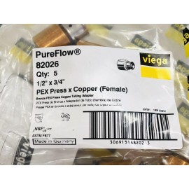 Viega (10) Viega 1/2" PEX Press X 3/4" FEMALE Sweat Adapters w/ Attached Crimp Sleeve