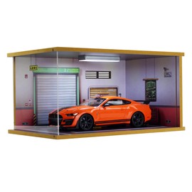 1/18 Scale Model Car Display Case - 1:18 Car Garage Display Case with Clear Acrylic Cover and LED Lighting for Die-Cast Cars (1 Parking Off Road-Left)