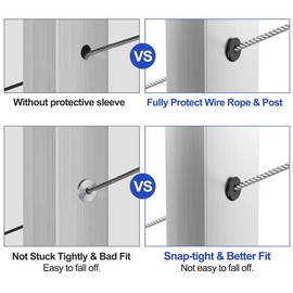Snblzhef 100PCS 30 Degree Cable Railing Rubber Grommets for 1/8in 5/32in 3/16in Cables Metal Cable Railing Posts, Sleeves Grommet