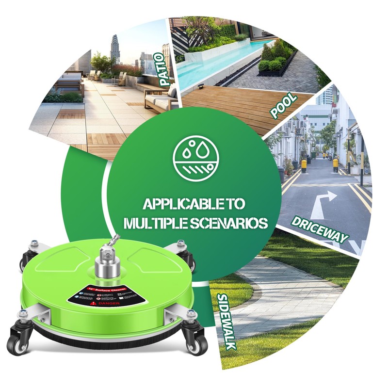 LidoDola 16'' Pressure Washer Surface Cleaner with 4 Wheels -