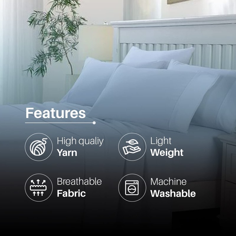 DTEX HOMES Fitted Sheet 100% Egyptian Cotton 30cm/12 Inch Extra