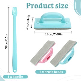 Mesh Screen Cleaner, Professional Window Screen Cleaner Tool, Detachable Mesh Cleaning Brushes Wet & Dry Dual-Use Large Brush Head Long-Reach Handle (Two Brush Heads)