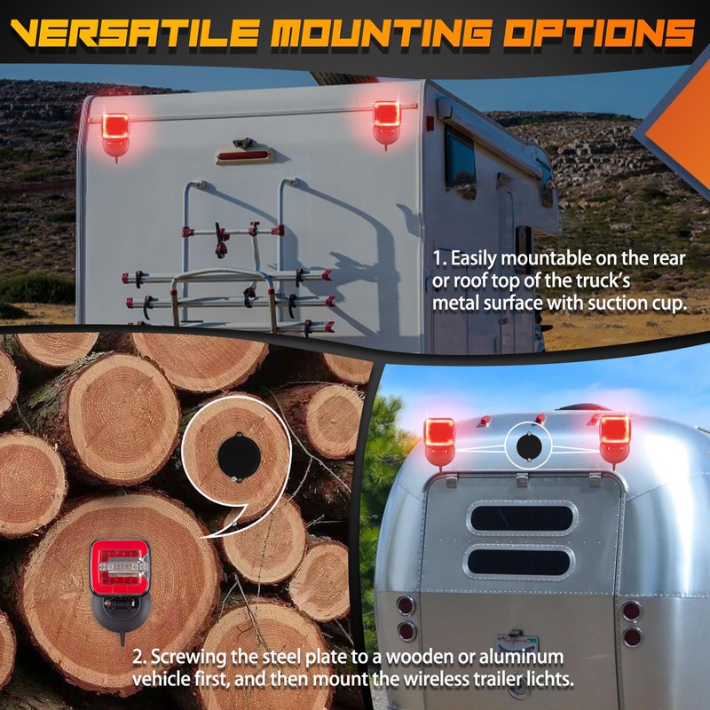 Wireless Trailer Lights Magnetic - Adjustable Magnetic Tow Light with