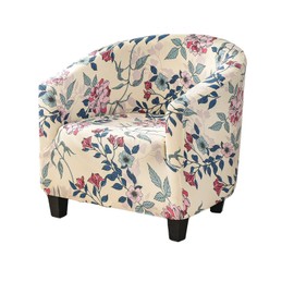 MIFXIN Club Chair Slipcover Stretch Tub Chair Cover 1 Piece Spandex Soft Armchair Slip Cover Removable Washable Arm Chair Couch Sofa Furniture Protector for Living Room Hotel (Floral C)
