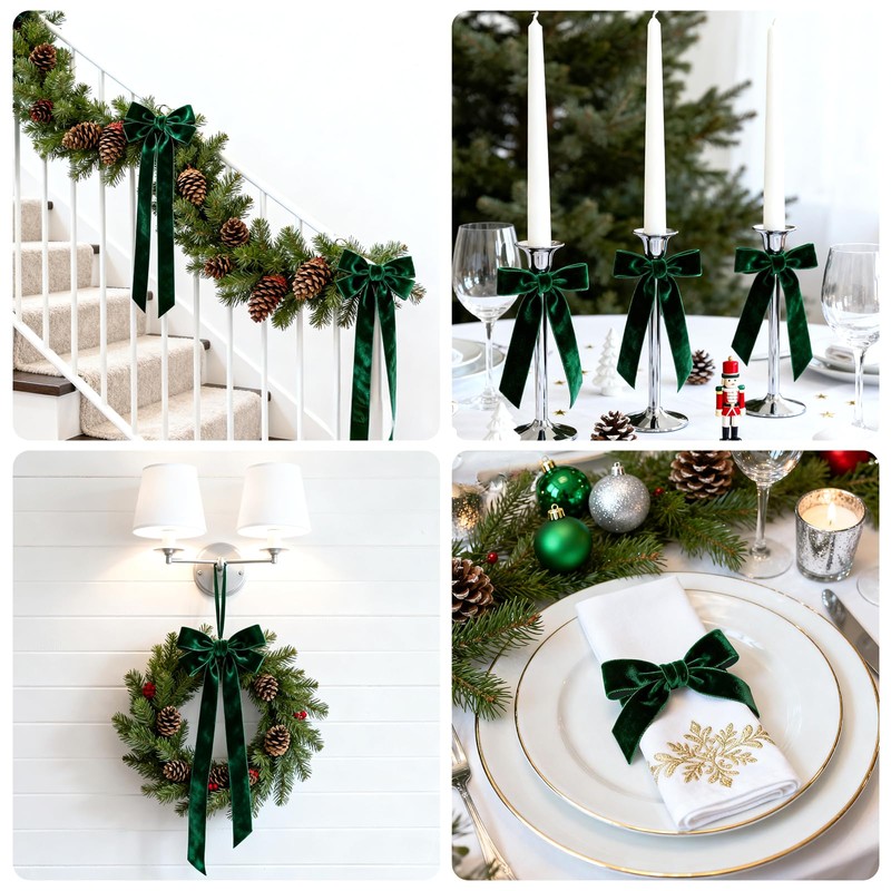 KINGLAKE 25mm Dark Green Velvet Ribbon for Gift Wrapping, 25
