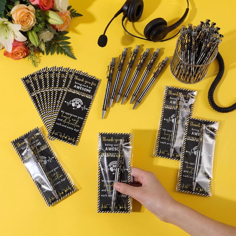 Frienda 25 Set 911 Dispatcher Gifts Ballpoint Pens with Bookmarks