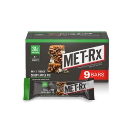 MET-Rx Big 100 Colossal Protein Bars, Crispy Apple Pie Meal Replacement Bars, 9 Count