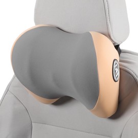 HEROFFIX Auto Kopfstützenkissen Ergonomisches Bequemes Nackenkissen Nackenstützkissen Polyester, Memory Foam Verstellbare Breite Apricot, Grau 1 Stück fürs Fahren