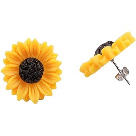 DPWOUM 15MM Sunflower Resin Studs Charms Earrings Jewelry Gifts for Women Girls Ladies
