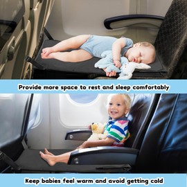 Trekbabe Toddler Airplane Bed, Airplane Seat Extender for Kids, Baby Travel Essentials, Black