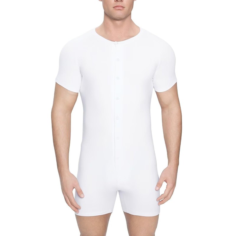 Landofgenie Mens Short Sleeve Onesie Jumpsuit Romper Pajamas Stretchy Cotton
