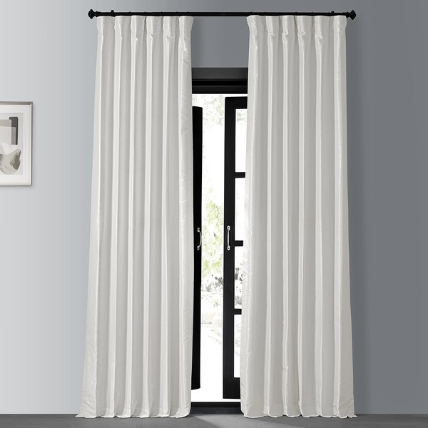 HPD Half Price Drapes Faux Silk Blackout Curtains 108 Inches Long for Bedroom & Living Room Vintage Textured Blackout Curtain (1 Panel), 50W x 108L, Off-white
