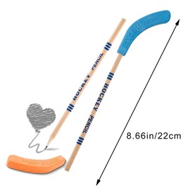 Hockey Stick Pencils with Rubber Blade Eraser RUIFUNETEK 6 Pcs Hockey Pencils Multicolor Hockey Wooden Pencils for Kids Hockey Sports Themed Party Students Reward Gifts and School Prizes