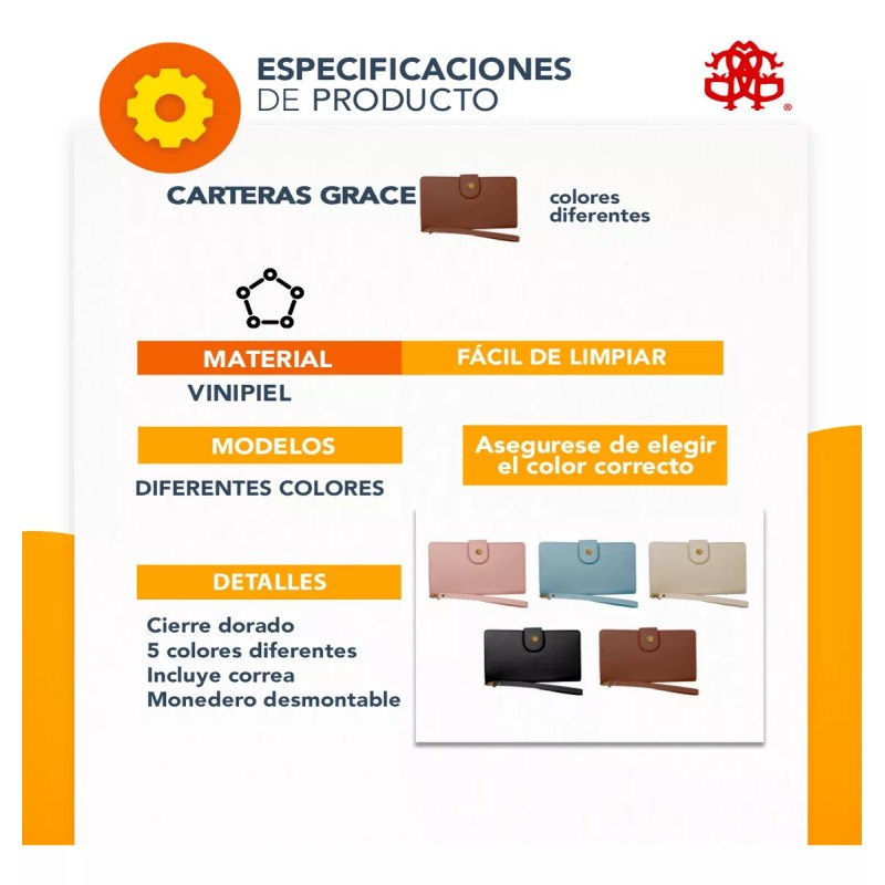 J.H. Company Cartera Para Dama Casual Con Tarjetero Yg312