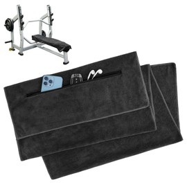 YIIFELL 120 x 50 cm Fitness Towel, Sports Towel, Microfibre Towels with Zip Pocket, Gym Towel for Gym, Yoga, Outdoor and Training