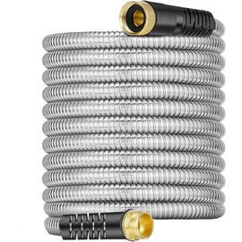 8 ft Stainless Steel Garden Hose - 2025 Upgraded Metal Water Hoses with 3/4" Solid Brass Fitting, Extra Strength Materials - Lightweight,Ultra Flexible,Durable,Kink-Less Water Hoses For Yard Camper