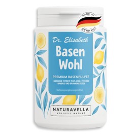 NATURAVELLA BasenWohl - Hochdosiertes Basenpulver 200 g | Für eine gesunde Säure-Basen-Balance | Magnesium, Kalium, Kalzium, Zink & Pflanzenextrakte | Vegan & laborgeprüft | echte Zitrone