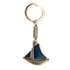 IconsGr Greek Sailboat with Two Blue Sailing Sailing Silver Keyring,