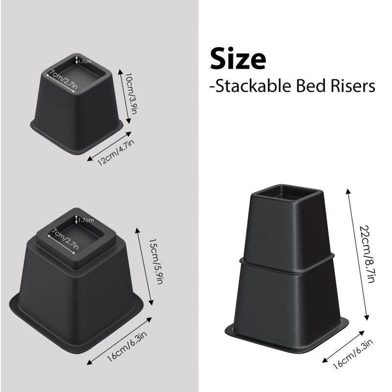 TomGear Bed Risers 8 inch, Heavy Duty Bed Lifts in
