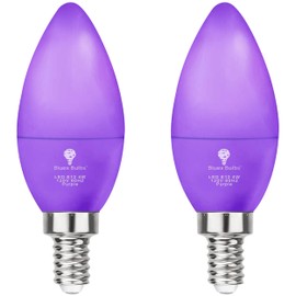 2 Pack BlueX LED Purple Light Bulb - 4W (40Watt Equivalent) - E12 Base Purple LED Bulb, Party Decoration, Porch, Home Lighting, Holiday Lighting, Chandelier Light Bulbs, Candelabra Bulbs