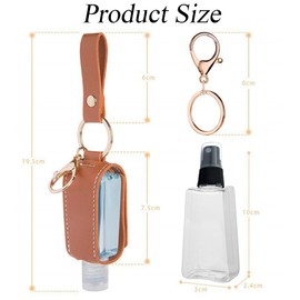 VASANA Reiseflaschen-Schlüsselanhänger, 30 ml, PU-Leder, tragbar, leer, auslaufsicher, Kunststoff-Sprühflasche, Schlüsselanhänger, nachfüllbar, Mini-Nebelflaschen-Behälter für Rucksack, Geldbörse