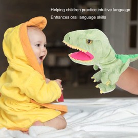 Keenso Títere de Dinosaurio,Títeres de Mano Marionetas de Mano de Dinosaurio de Peluche para Niños Adultos (Verde)