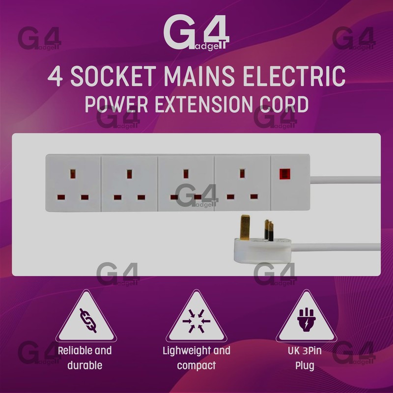 G4GADGET 4 Gang Extension Lead – 5 Metre Long Power