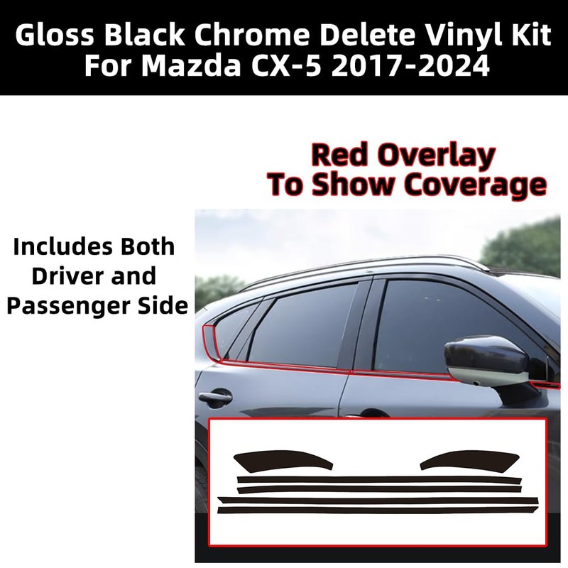 dewoshangmao Window Trim Chrome Delete Blackout Overlay Kit Pre-Cut Vinyl