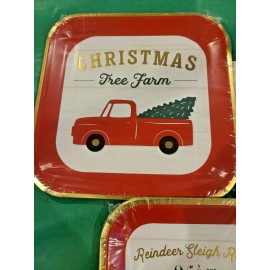 Holiday Time NEW! CHRISTMAS DISPOSABLE DINNERWARE ~ LITTLE RED TRUCK! FARMHOUSE