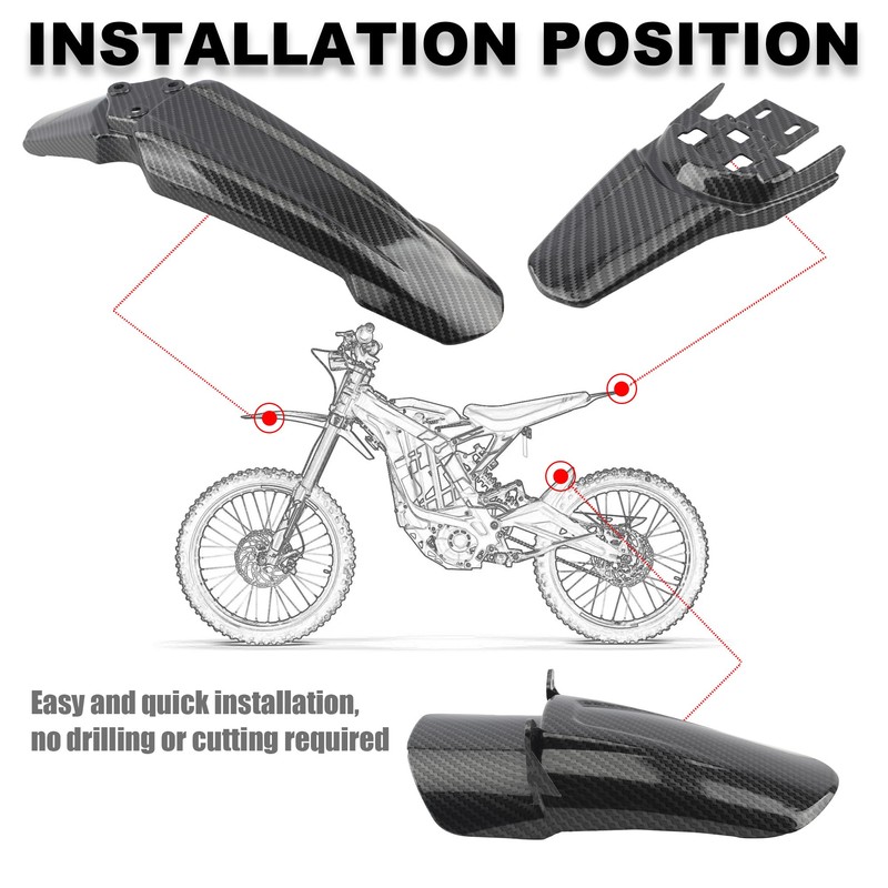 ABCERRSI Surron Front Rear Fender Set,3pcs Shock Front Rear Mud
