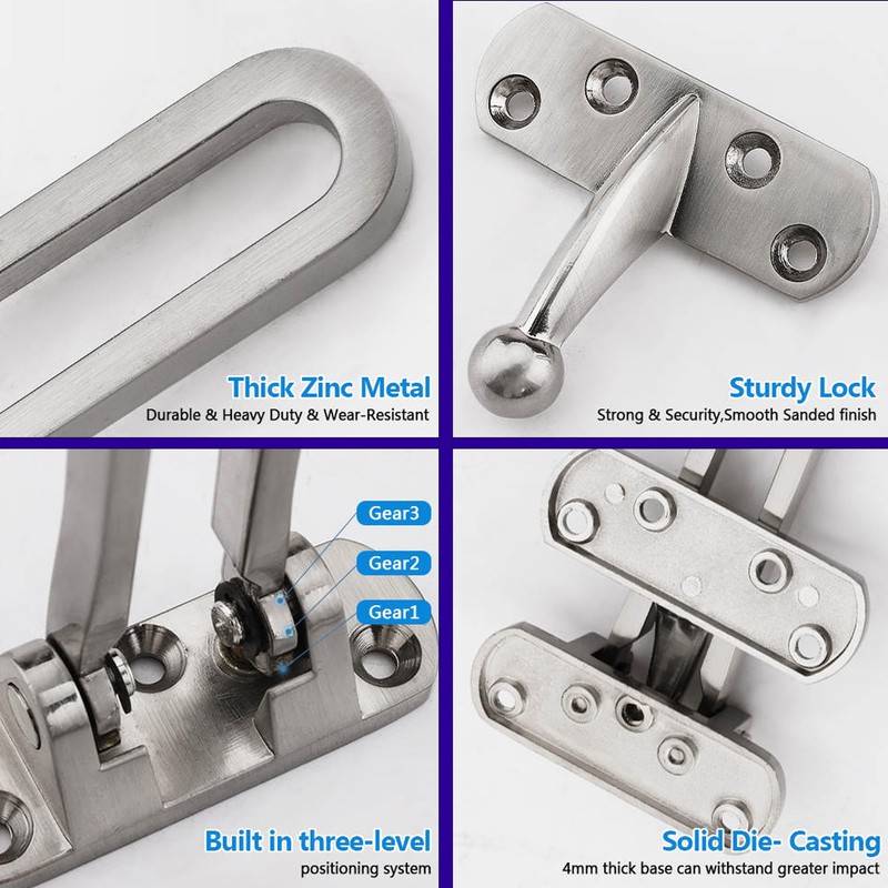 Hinged Bar Lock for Swing-in Doors, Door Latch Lock Chain