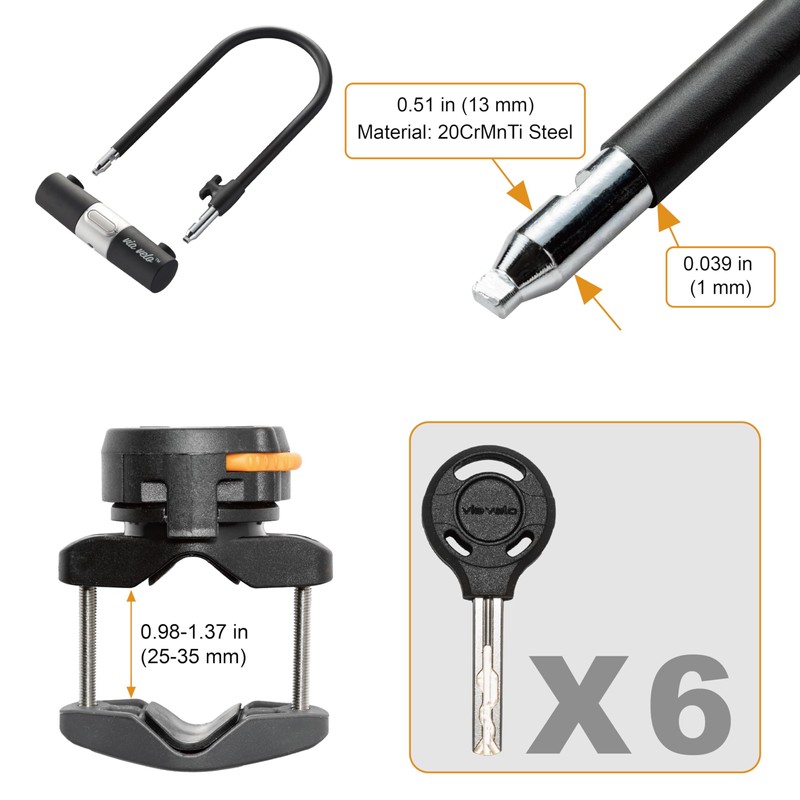 Via Velo Bike Lock 2 Sets U Lock Sold Secure