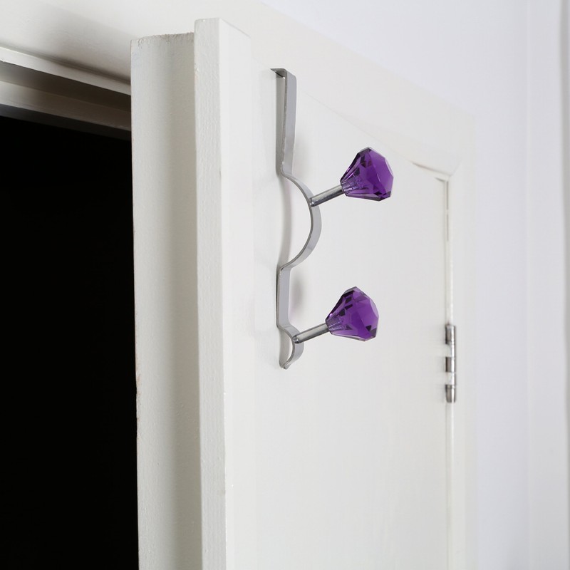 Premier Housewares Diamante Double Over Door Hook - Purple