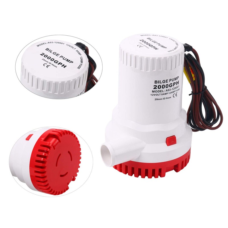 NovelBee 12V 2000 GPH Boat Marine Electric Submersible Bilge Pump